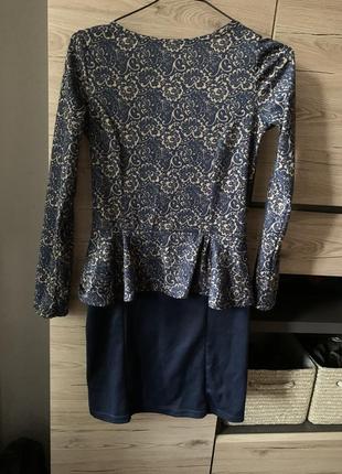 Сукня темно-синє з баскою1 фото