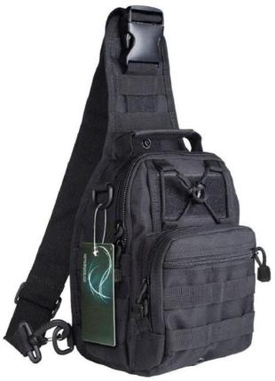 Качественная тактическая сумка, укрепленная мужская сумка, рюкзак тактическая слинг. цвет: черный5 фото