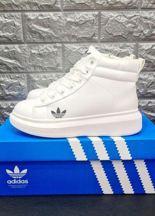 Женские кроссовки adidas белые высокие2 фото