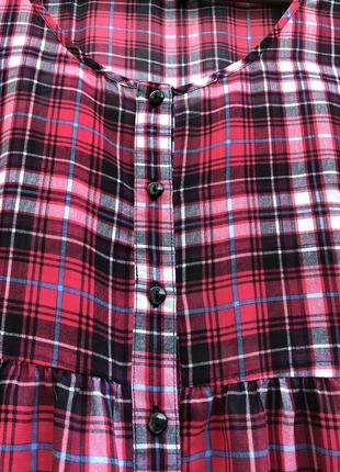 Легкая,чуть прозрачная блузка,туника,платье,рубашка в клетку с баской .h&m10 фото