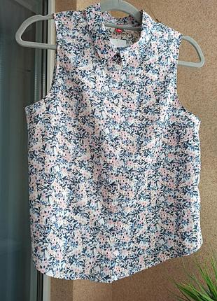 Красива літня блузка з натуральної тканини в дрібний квітковий принт 100% котон