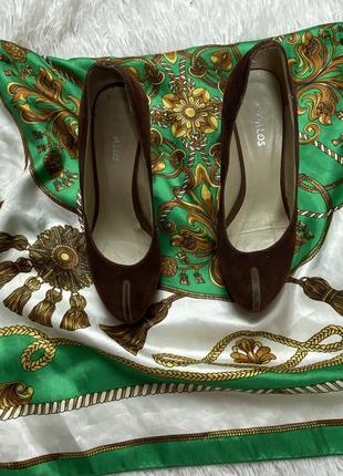 Туфли из натуральной замши коричневые рыжие