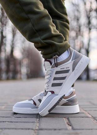 Мужские кроссовки adidas drop step low beige. Железненное кожаные кроссовки 41-46