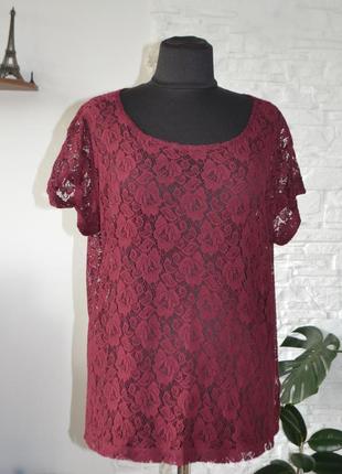Очаровательная гипюровая блуза модного цвета марсала2 фото