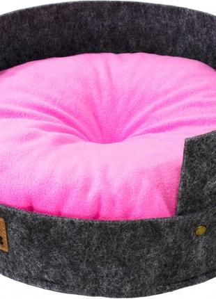 Лежак lucky pet релакс №2 40х40х17 см сіро-рожевий (4820268554178)2 фото
