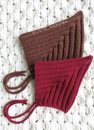 Чепчик шапка ельф гном для дітей та немовлят вязана шапка