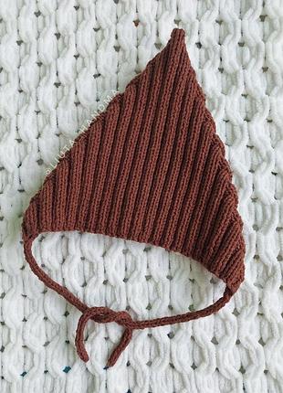 Чепчик шапка ельф гном для дітей та немовлят вязана шапка