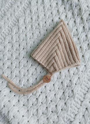 Чепчик шапка ельф гном для дітей та немовлят вязана шапка