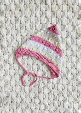 Чепчик шапка ельф гном для дітей та немовлят вязана шапка