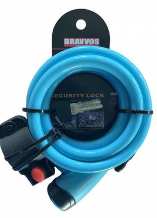 Замок bravvos loc-065-110 на ключе со стальным тросом 12mmx1500mm голубой