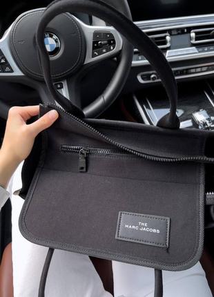 Жіноча сумка - шоппер marc jacobs tote bag чорна з білим3 фото