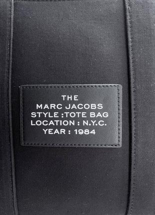 Жіноча сумка - шоппер marc jacobs tote bag чорна з білим6 фото