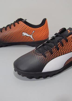 Футбольні сороконіжки puma rapido ii tt 106062 03 shocking orange/black/white (оригінал)5 фото