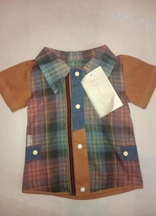 Рубашка в клетку для малышей грудничков короткий рукав