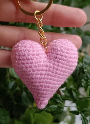 Брелок серце рожеве, підвіска на ключі, серце брелок на ключі2 фото