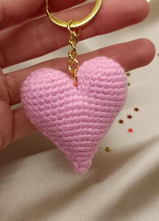 Брелок серце рожеве, підвіска на ключі, серце брелок на ключі3 фото