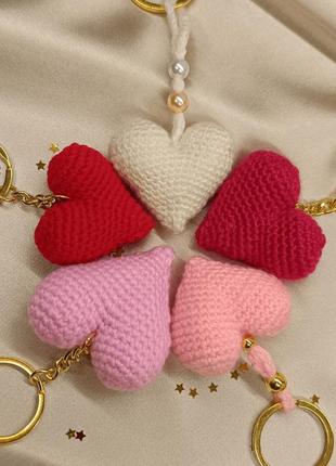 Брелок серце рожеве, підвіска на ключі, серце брелок на ключі4 фото