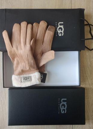 Коричневі теплі зимові рукавички ugg