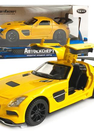 Игрушечная машинка металлическая mercedes-amg gt black series автоэксперт, желтая, звук, свет, инерция, откр.