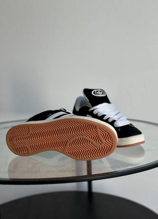 Зимові жіночі кросівки plant adidas campus winter black white fur чорного з білим кольорів з хутром7 фото