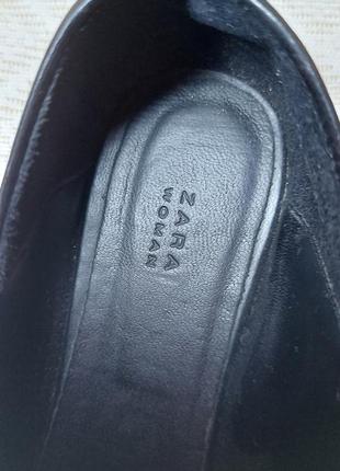 Стильные туфли zara, 38 размер, черная кожа6 фото