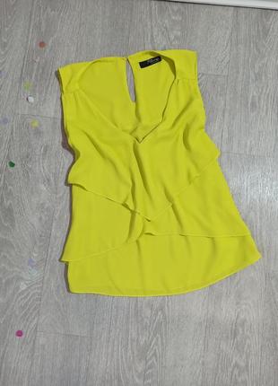 Майка блуза футболка желтая лимонного цвета нарядная2 фото
