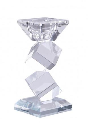 Скляний свічник із кришталевим ефектом 15,5 см, кристалічний свічник зі скла