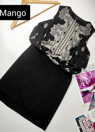 Платье женское мини черный футляр верх свободный в принт от бренда mango suit s/m