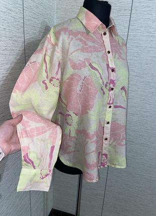 Стильная льняная рубашка scotch&amp;soda цветочного принта5 фото