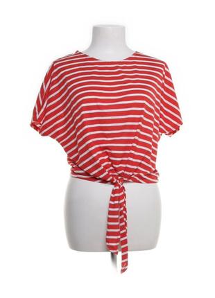 Стильная футболка свободного кроя на завязках "primark" в красно-белую полоску. размер uk14/eur42.10 фото