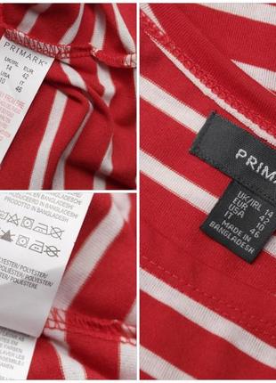 Стильная футболка свободного кроя на завязках "primark" в красно-белую полоску. размер uk14/eur42.9 фото