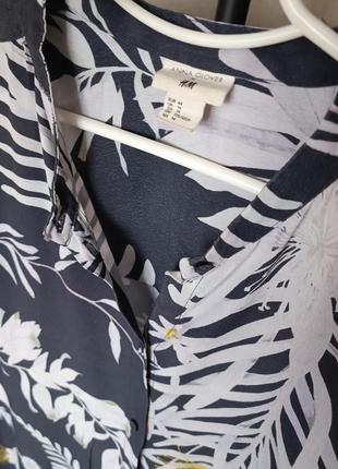Платье рубашка туника натуральное в тропический принт h&amp;m anna glover9 фото