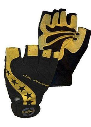 Перчатки для зала атлетические power style l черно-желтый (07087010), scitec nutrition