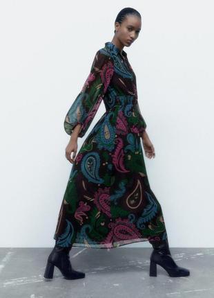 Довга шифонова сукня zara оригінал, нова.4 фото