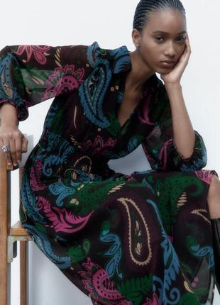 Довга шифонова сукня zara оригінал, нова.5 фото