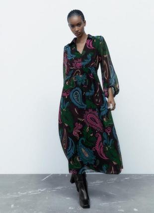 Довга шифонова сукня zara оригінал, нова.7 фото