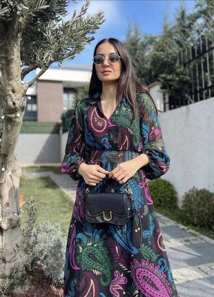 Довга шифонова сукня zara оригінал, нова.2 фото