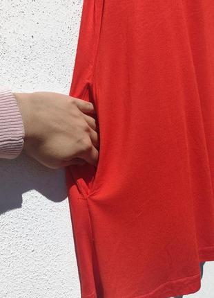 Червоно-гармаче м'яке плаття трапеція з кишенями h&amp;m4 фото