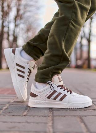 Чоловічі кросівки adidas drop step low white brown білі з коричневим