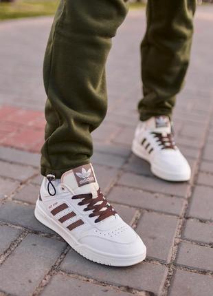 Чоловічі кросівки adidas drop step low white brown білі з коричневим3 фото