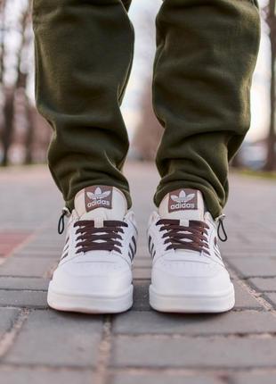 Мужские кроссовки adidas drop step low white brown белые с коричневым9 фото