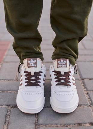 Мужские кроссовки adidas drop step low white brown белые с коричневым5 фото