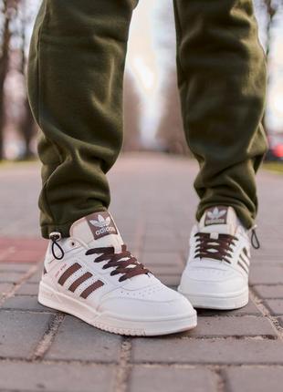 Мужские кроссовки adidas drop step low white brown белые с коричневым8 фото