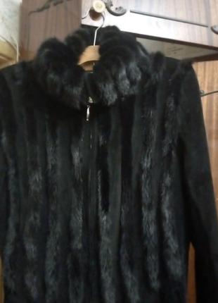 Стильное женское замшевое пальто со вставками норки  бренда esocco5 фото