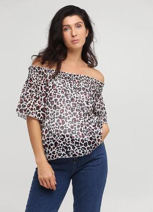 Оригинальная блузка сеточка "yessica" с леопардовым принтом. размер xl.1 фото