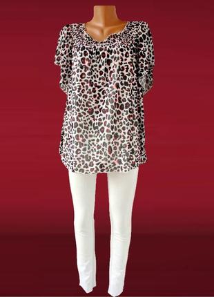 Оригинальная блузка сеточка "yessica" с леопардовым принтом. размер xl.4 фото