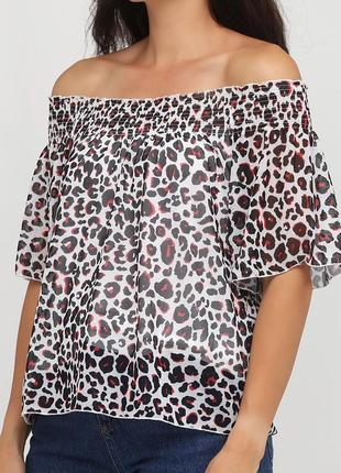 Оригінальна блузка сіточка "yessica" з леопардовим принтом. розмір xl.2 фото