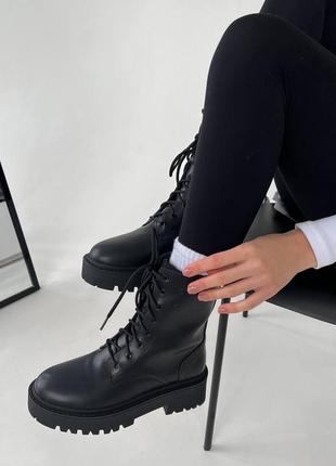 Celine boots black leather, черевики на хутрі, ботинки на меху, зимние сапоги4 фото