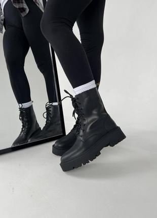 Celine boots black leather, черевики на хутрі, ботинки на меху, зимние сапоги9 фото