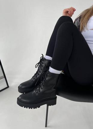 Celine boots black leather, черевики на хутрі, ботинки на меху, зимние сапоги10 фото